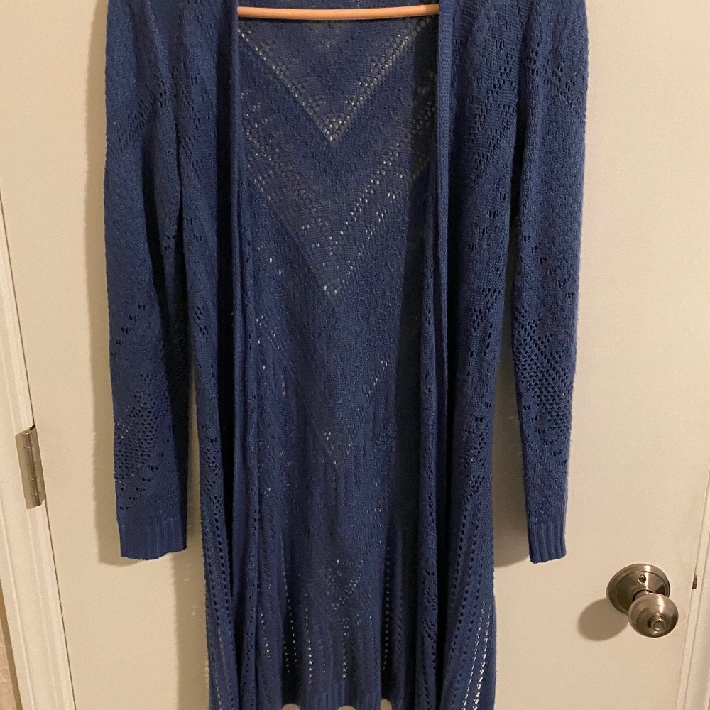 LOVE ELLIE Cheril Pointelle Duster CardiganXS Blue